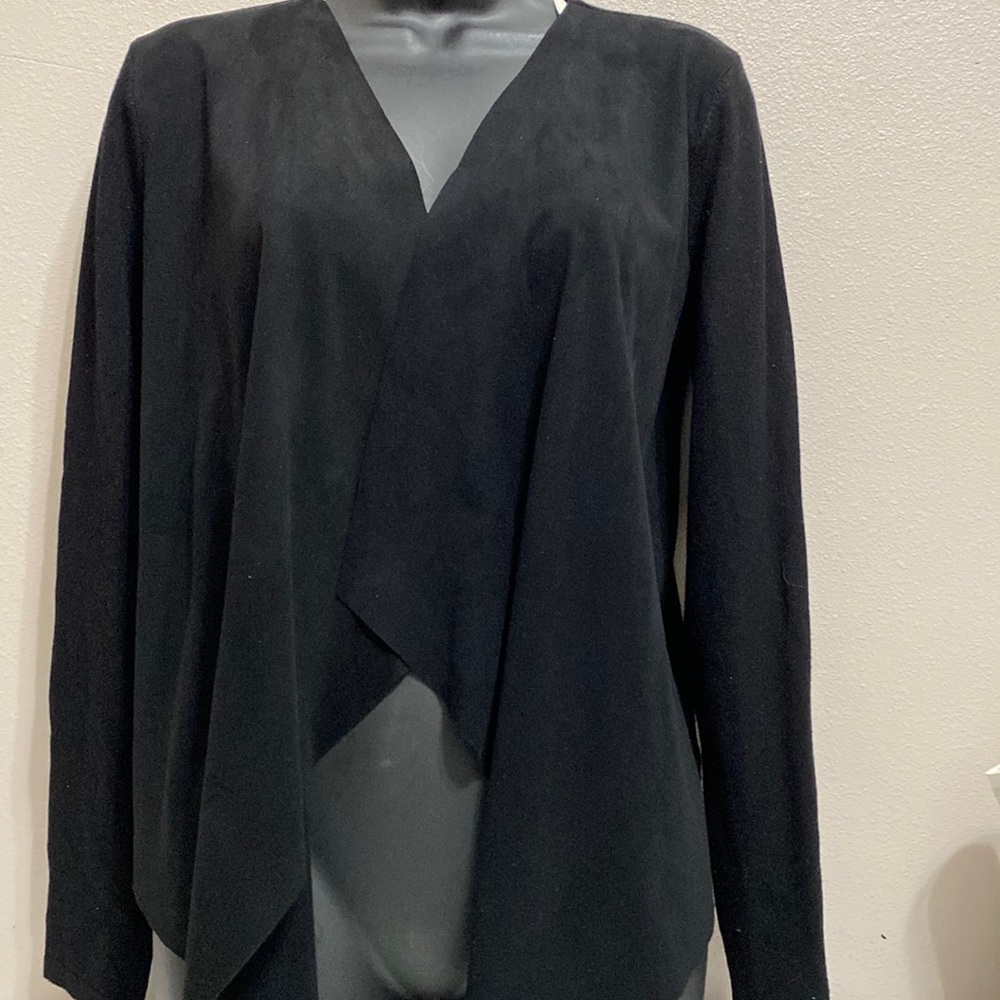 INC  black suede cardigan